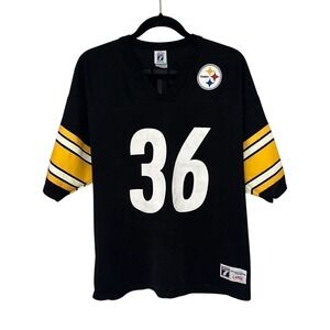 Vintage 90's Logo 7 Men's Black Yellow Bettis #36 Steelers NFL Jersey Large